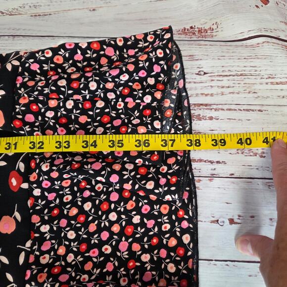 Talbots Jewel Neck Shift Dress 12P Black Pink Poppy Floral Short Sleeve Ruffle - Picture 15 of 16